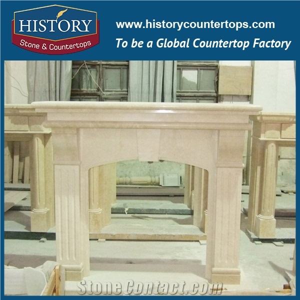 History Stone High Quality Cheapest Price Wholesale Home Decorative Products, Hot Selling Beige Marble English Style Luxurious Masonry Fireplaces Frame for Villa, Mantel Surround & Handcrafts