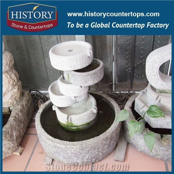 History Stone High Quality Made in China Factory Price, Grey Color Granite Exquisite Hand Carved Simple Small Jar Fountain for Home Decoration, Garden Water Fountain
