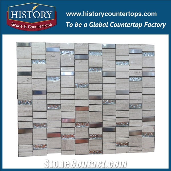 History Stone High Quality Professional Producer in Guangdong, Polished Jade White Marble China Art Design Strip Cambered Pattern Mosaic Tile for Interior Decoration, Floor & Wall Mosaic