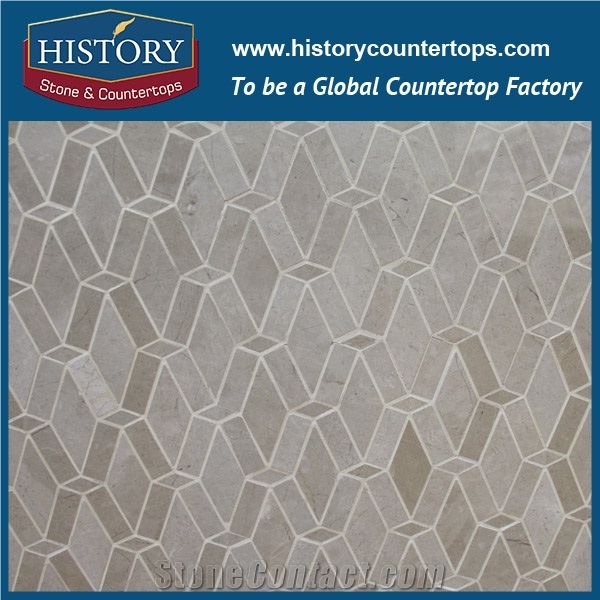History Stone High Reputation Reliable Quality, Natural Honed and Polished White Marble Cambered Three D Mosaic Tile for Indoor or Outdoor Decoration with Low Price, Floor & Wall Mosaic Tile