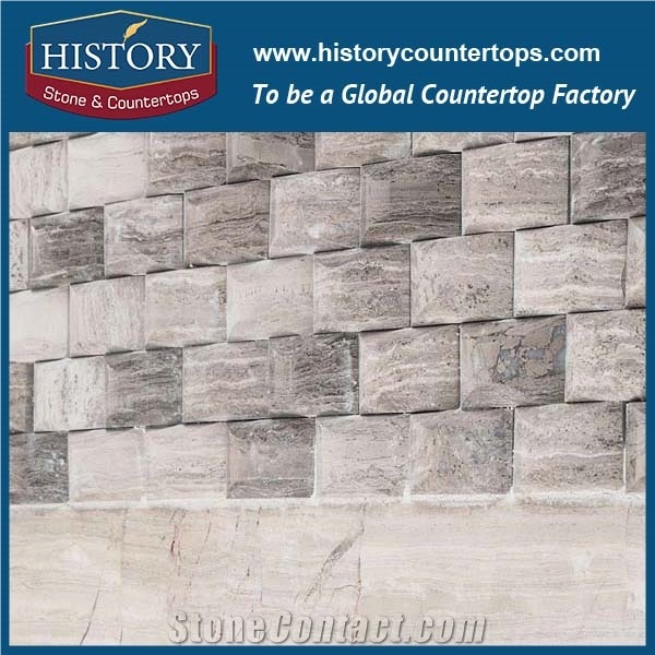 History Stone High Reputation Reliable Quality Shandong Manufacturer, Natural China Grey Limestone 3 D Pattern Linear Striped Mosaic Flooring Tiles for Interior Decoration, Floor & Wall Mosaic