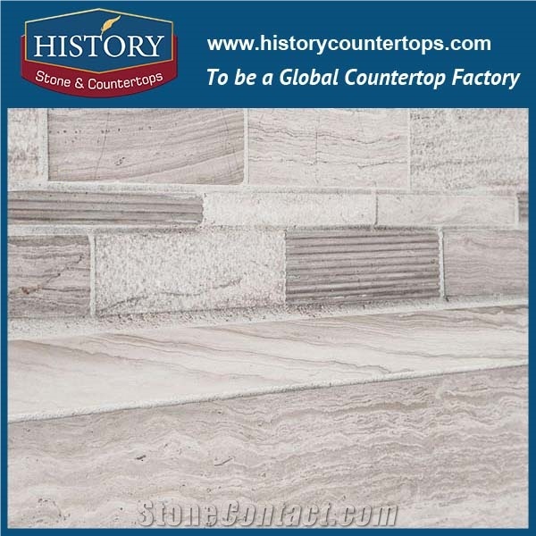 History Stone High Reputation Reliable Quality Shandong Manufacturer, Natural China Grey Limestone 3 D Pattern Linear Striped Mosaic Flooring Tiles for Interior Decoration, Floor & Wall Mosaic