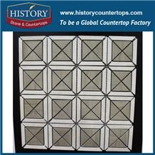 History Stone High Reputation Shandong Manufacturer Reliable Quality, Highly Polished Jade White and Green Square Mosaic Medallions Inlay Tiles, Indoor Flooring and Wall Marble Mosaic