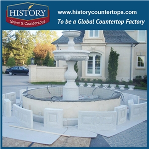 History Stone High Standard China Quanzhou Factory, Polished Yellow Granite Tiered Fountain with Jar Base and Large Pool with Competitive Price, Stone Fountain Ornament