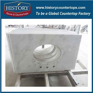 History Stone Hm051 Landscape White Radius Beveled Edge Prefab Size High Polished Surface Wholesales Good Installation Marble Countertop & Vanity Tops for Hotel Bathroom Makeup Top