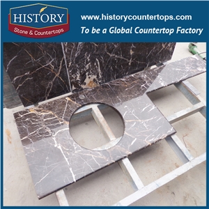 History Stone Hm067 China Marron Emperador Most Popular Grade 1 Custom Made Double Edge Laminated Shaped Luxury Decoration Indoor Marble Countertops & Bathroom Vanity Top for Sale