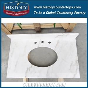 History Stone Hm080 White Marble Antique Prefabricated Marble Factory Supplier Modular Furniture Solid Surface for Apartment, Countertop, Bathroom Vanity Tops, Counter