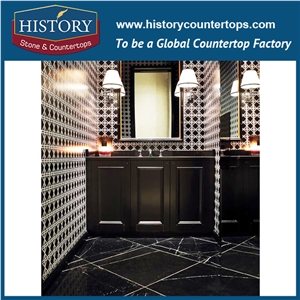 History Stone Hm08c China Nero Margiua Flat Edges Eased Marble Factory Supplier Custom French Style Integrated Vanity Suite Best for Apartment Bathroom Vanity Top & Bar Tops, Benchtop & Shower Panel