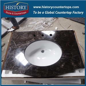History Stone Hm100 Emperador High Polished Marble Low Cost Chinese Professional Building Material for Solid Surface Countertops & Bathroom Vanity Top Replacement Options