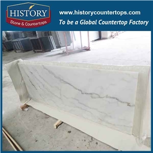 History Stone Hm107 White Wooden Graining Radius Top Marble Wholesale Shaped Integrated Design Replacement for Building Countertop, Bathroom Vanity Tops