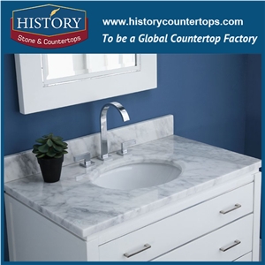 History Stone Hmj010 Bianco Carrara Ogee Standars Four Edges Polished Modern House Furniture Decorative Solid Color Countertops & Bathroom Vanity Top with Cheap Factory Price
