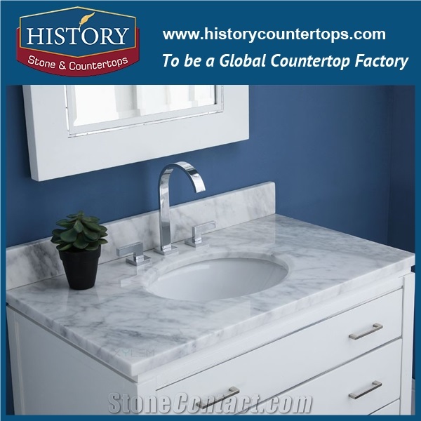 History Stone Hmj010 Bianco Carrara Radius Top Modern Polished Manufacture Excellent Quality Natural White Polishing Bathroom Countertops & Bathroom Vanity Tops with Cheap Price