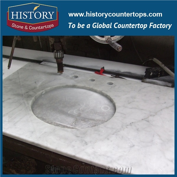 History Stone Hmj010 Bianco Carrara Radius Top Modern Polished Manufacture Excellent Quality Natural White Polishing Bathroom Countertops & Bathroom Vanity Tops with Cheap Price