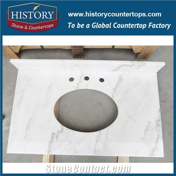 History Stone Hmj011 Volakas Eased Edge Customised Shape Polishing Ancient Style Stone Laminate Marble Countertop & Bathroom Vanity Tops Options for Indoor Construction