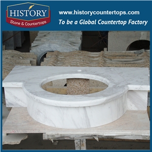 History Stone Hmj011 Volakas Wholesale Shaped Custom Integrated Radius Top Design Replacement for Building Countertop, Bathroom Vanity Tops