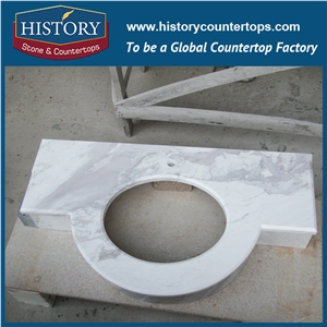 History Stone Hmj011 Volakas Wholesale Shaped Custom Integrated Radius Top Design Replacement for Building Countertop, Bathroom Vanity Tops