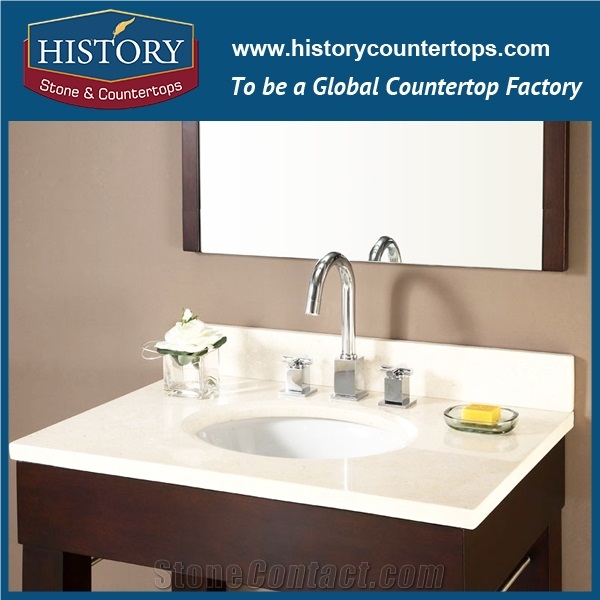 History Stone Hmj015 Galala Beige Flat Polished Trim Molding Customizable Vanity Units Luxury Decoration Commercial Use Marble Polish Countertops & Bathroom Vanity Top