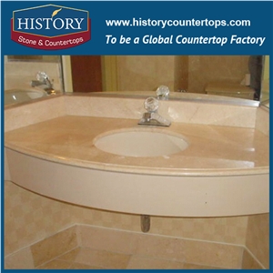 History Stone Hmj030 Crema Marfil Four Edges Polished Custom Made Marble Manufacture Excellent Quality Natural Bathroom Usage Customized Countertop & Vanity Top