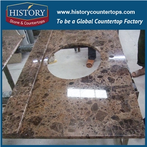 History Stone Hmj031 Dark Emperador Bevel Top Specials Polished Custom Marble Top with Double Edge Laminated Countertops & Vanity Tops for Bathroom Usage in Luxury Hotel