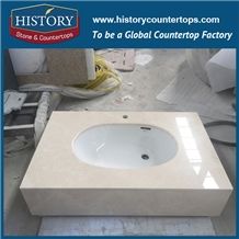 History Stone Hmj123 White Magnolia Customised Marble Factory Supply Integrated Furniture French Style for Bathroom Countertop, Bathroom Vanity Tops, Bath Makeup Top