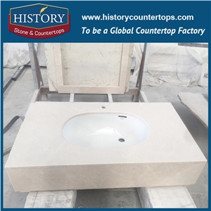 History Stone Hmj123 White Magnolia Flat Standard Laminated Custom Made Good Quality Factory Price Classic Natural Polished Marble Countertop & Bathroom Vanity Tops