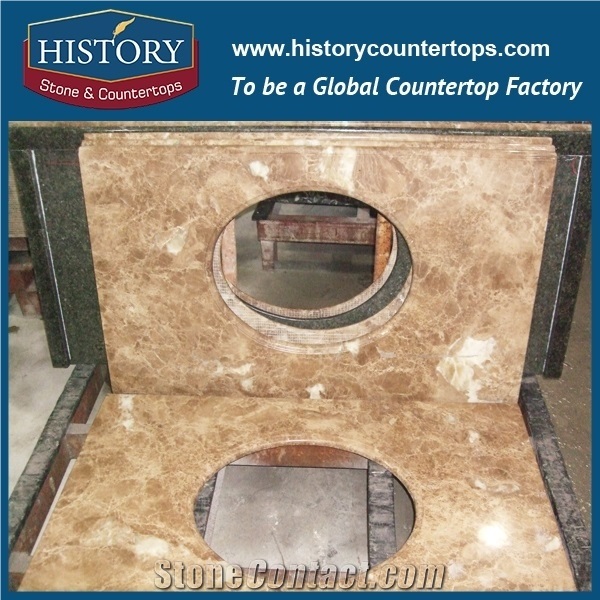 History Stone Hmj128 Crystal Brown Radius Top Four Edges Polished Pre Cut Installing Economical Natural Stone Solid Surface Marble Countertops & Bathroom Vanity Top Options by Price