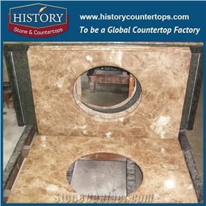 History Stone Hmj128 Crystal Brown Radius Top Four Edges Polished Pre Cut Installing Economical Natural Stone Solid Surface Marble Countertops & Bathroom Vanity Top Options by Price