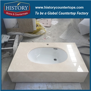History Stone Hmj151 Marmara White Wholesale Shaped Commercial Integrated Radius Top Design Replacement for Building Countertop, Bathroom Vanity Tops