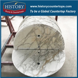 History Stone Hmj154 Calacatta White Radius Top Best Polished Manufacture Excellent Quality Natural White Polishing Bathroom Countertops & Bathroom Vanity Tops with Cheap Price