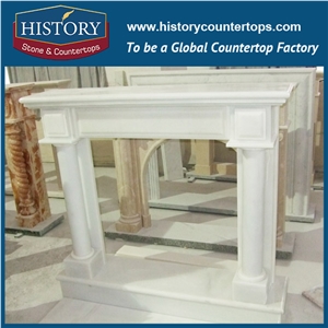 History Stone Hot-Selling High Quality Perfect Wholesale Products in Stock, Beautiful Green Polished Granite Classical Carved Columns Fireplace Frame for House Decorations, Mantel Surround & Handcraft