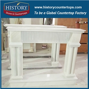 History Stone Hot-Selling High Quality Perfect Wholesale Products in Stock, Beautiful Green Polished Granite Classical Carved Columns Fireplace Frame for House Decorations, Mantel Surround & Handcraft