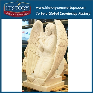 History Stone Hot-Selling High Quality Perfect Wholesale Products in Stock, Excellent Hand Carved White Marble Hand Carved Cherub with Flowers for Decoration, Human Sculptures & Handcrafts