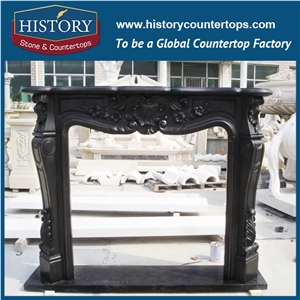 History Stone Hot-Selling High Quality Perfect Wholesale Products in Stock, Natural Beautiful Black Polished Marble Classical Fireplace Frame for House Decorations, Mantel Surround & Handcrafts