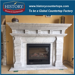 History Stone Hot-Selling High Quality Perfect Wholesale Products in Stock, White Marble Handwork Antique Classical Style Fireplaces with Carved Leaves, Mantel Surround & Handcrafts