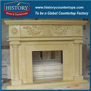 History Stone Hot-Selling High Quality Perfect Wholesale Products in Stock, White Marble Handwork One Tier Style Fireplaces with Exquisite Carved Flowers, Mantel Surround & Handcrafts