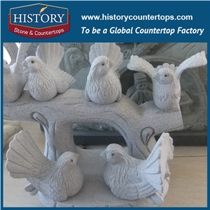 History Stone Hot-Selling High Quality Perfect Wholesale Products, Natural Grey Granite Lovely Birds on Stump with Cheap Price for Garden, Zoo, House Decorations, Animal Sculptures & Handcrafts