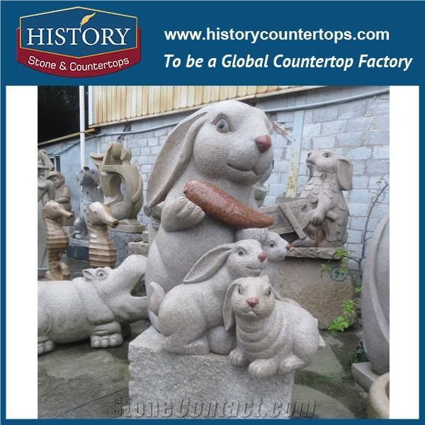 History Stone Hot-Selling High Quality Perfect Wholesale Products, Natural Yellow Granite Cartoon Cats Statue with Cheap Price for Garden, Zoo, House Decorations, Animal Sculptures & Handcrafts
