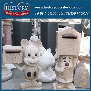 History Stone Hot-Selling High Quality Perfect Wholesale Products, Natural Yellow Granite Cartoon Cats Statue with Cheap Price for Garden, Zoo, House Decorations, Animal Sculptures & Handcrafts