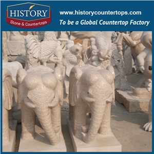 History Stone Hot-Selling High Quality Perfect Wholesale Products, Natural Yellow Granite Front Door Elephants with Cheap Price for Garden, Zoo, House Decorations, Animal Sculptures & Handcrafts