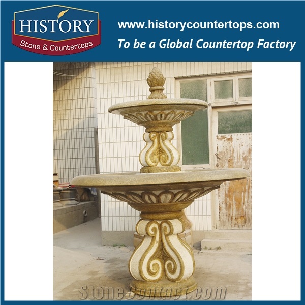 History Stone Hot Selling Made in China with Factory Price, White Marble Classical Two Tiers Red Floating Ball Fountain for Home Decoration, Decorative Garden Water Fountain