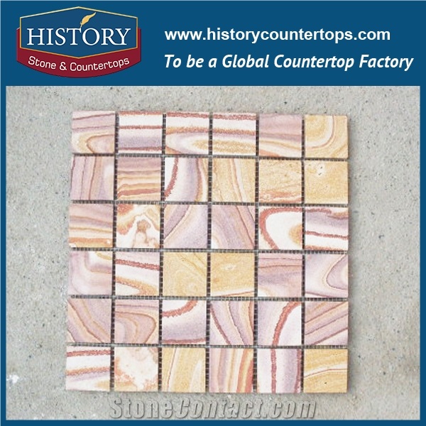 History Stone Irregular Natural Stone Slate Mosaic Different Color Square Pattern for Wall Cladding, Decorative Floor Covering
