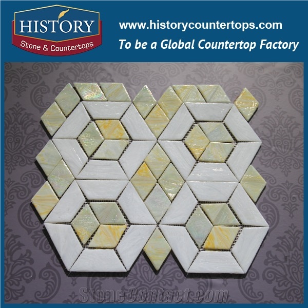 History Stone Iso Certificate High Quality Standard Fast Delivery, Polished Bianco Carrara and Green Basket Weave Pattern Mosaic Tile for Interior Decoration, Floor & Wall White Marble Mosaic