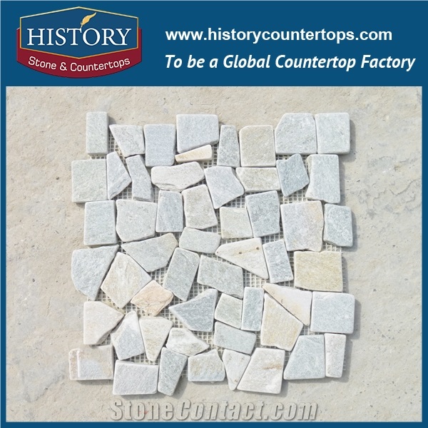 History Stone Light Blue Chipped Slate Wall Covering, Interior and Exterior Flooring Art Mosaic Patterns