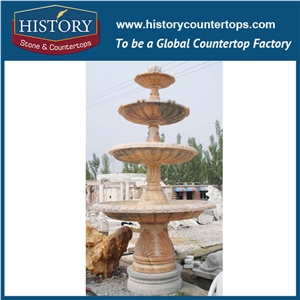 History Stone Low Price Fountain by Famous Producer in Quanzhou, Natural Grey Granite Luxury Design Water Garden Fountain with Disk-Annulus Base, Stone Garden Fountain