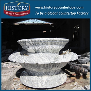 History Stone Low Price Oriental Style Fountain, Classical Grey Granite Small Size Carved Lotus Leaf Fountain for Landscaping Decoration, Outdoor Granite Stone Water Fountain
