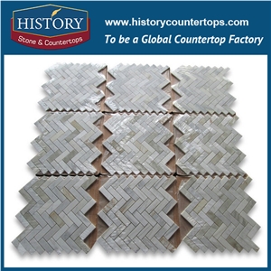 History Stone Made in China High Standard Luxury Design, New Trend Honed Natural Bianco Carrara White Marble Home Decoration Herringbone Pattern Mosaic Tiles, Wall & Flooring Mosaic