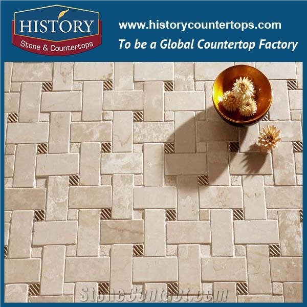 History Stone Made in China High Standard Modern Design, Decorative Beige Limestone Basket Weave Pattern Bathroom, Hall, Kitchen Mosaic Tiles, Home Decoration Flooring & Wall Natural Mosaic