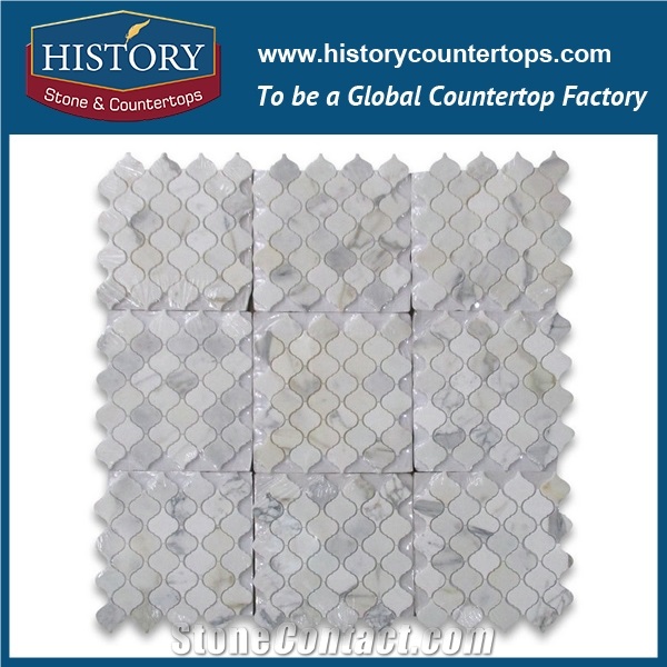 History Stone Made in China Warehouse Clearance, New Trend Polished Natural Bianco Carrara White Marble Home Decoration Mini Lantern Shaped Pattern Best Mosaic Tiles Arts, Wall & Flooring Mosaic