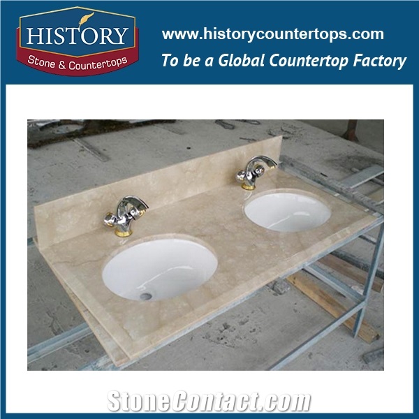 History Stone Marble Hmj023 Botticino Classic Factory Supply Polished Custom Inlay Modern Style Design for Hotel Solid Surface Countertop, Bathroom Vanity Top, Bathroom Vanity Suite & Cabinets
