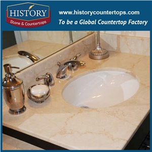History Stone Marble Hmj023 Botticino Classic Factory Supply Polished Custom Inlay Modern Style Design for Hotel Solid Surface Countertop, Bathroom Vanity Top, Bathroom Vanity Suite & Cabinets
